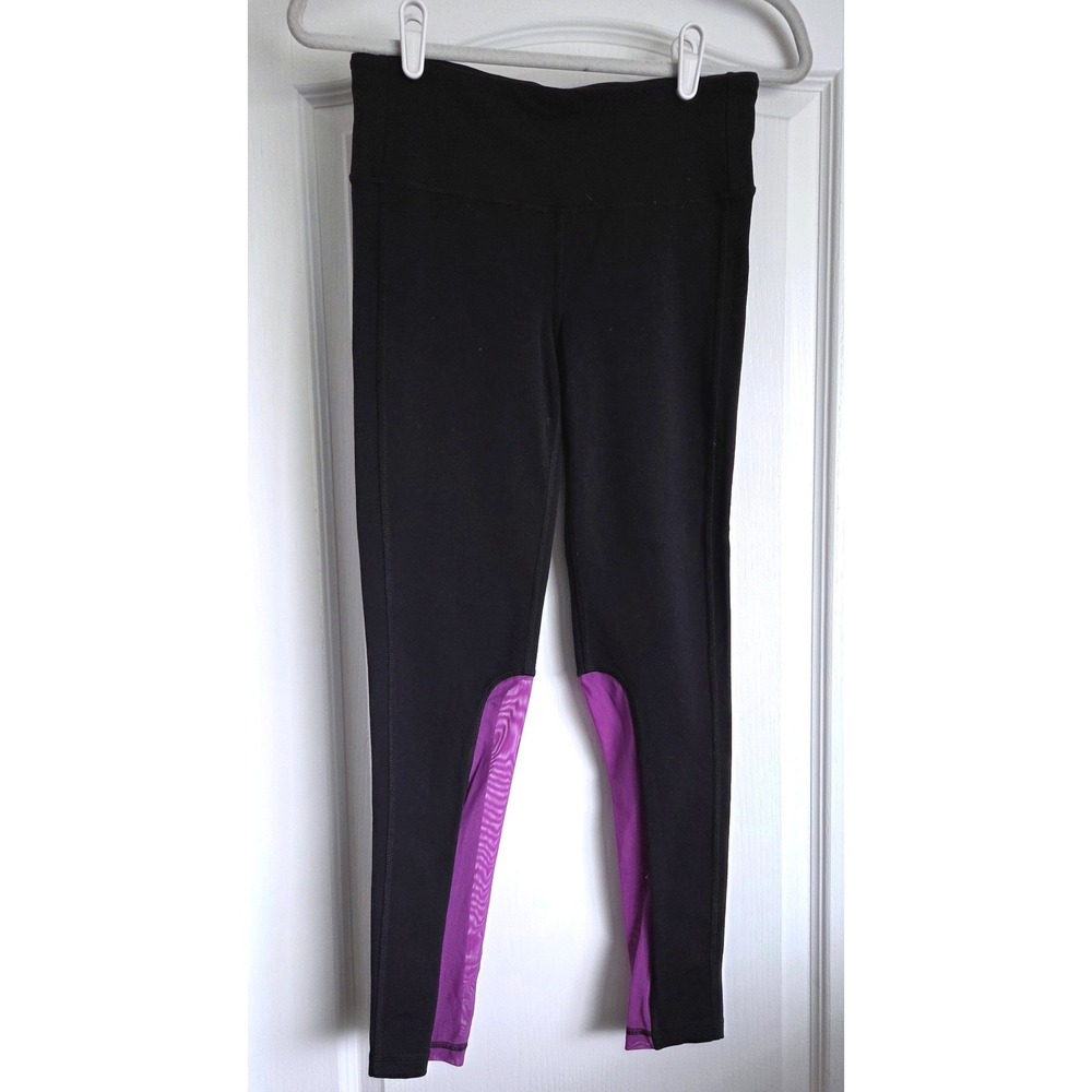 Alo Yoga Women‎ Black Purple Mesh Panel High Waisted Leggings Sz M Activewear